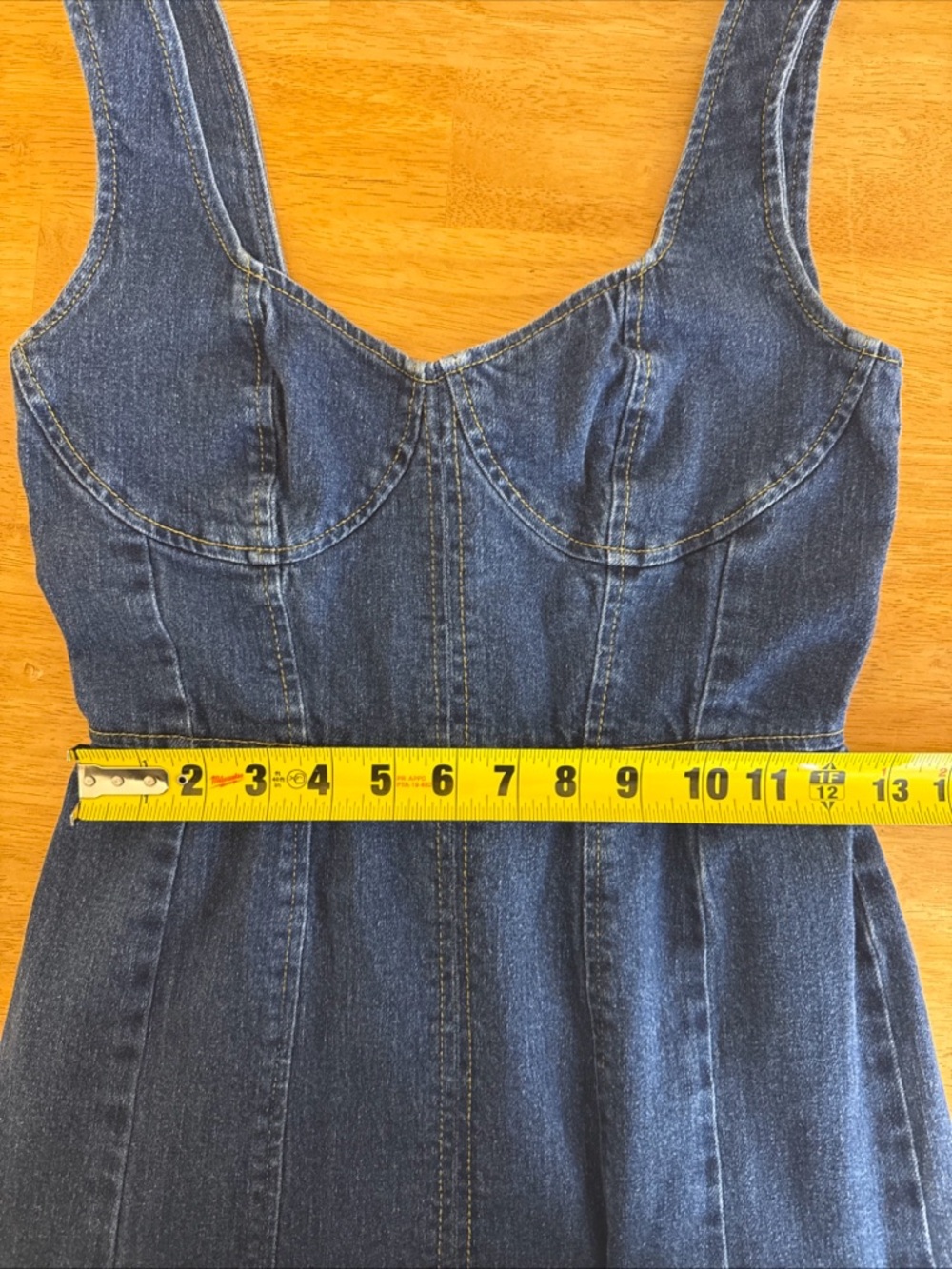 Jason Wu Fit and Flare Denim Midi Dress Sweetheart Neckline Size 0 Western Rodeo - Picture 9 of 12